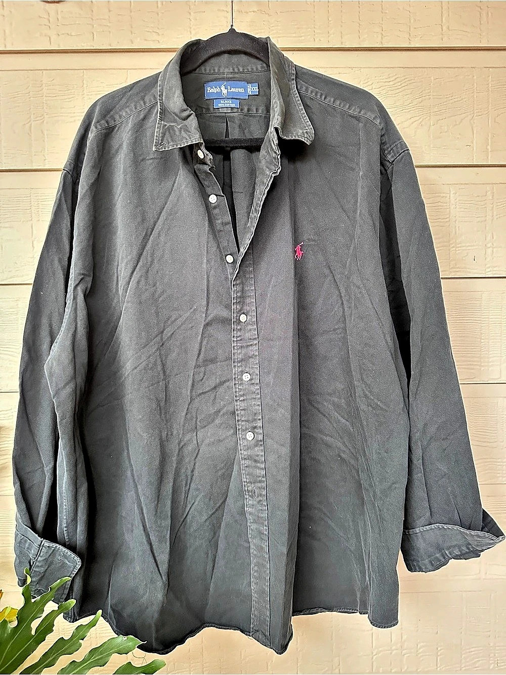 Vintage Ralph Lauren Blake Cotton Button Down Shirt XXL Washed Black